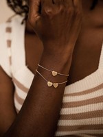 Pulsera de Cadena con Corazón 3D Grabado Minimalista Cristiano en Plata de Ley 925 con Baño de Oro Vermeil de 18K y Rodio, Personalizada para Familia