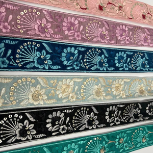 ทำด้วยมือหรูหรา9 mtr. ชุดเดรสลูกไม้ลายดอกไม้3D แบบดั้งเดิมปักลายผีเสื้อแบบลำลอง - Product Image 1