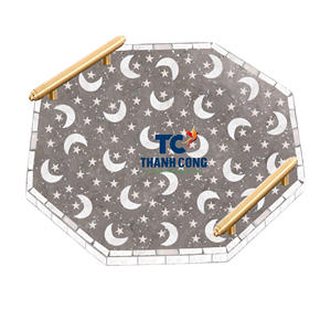 Haute qualité deux poignées nacre incrusté chocolat plateaux de service en gros pour Eid Mubarak flore plateau inclus - Product Image 3