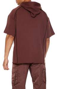 Sudadera con capucha de punto personalizada para hombre Sudaderas con capucha holgadas de manga corta con hombros caídos y de gran tamaño con serigrafía - Product Image 6