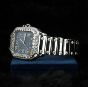 นาฬิกาฮิปฮอปประดับเพชรสำหรับผู้ชายดีไซน์หน้าปัดแบบกำหนดเองได้สีสดใสตัดเป็นพิเศษ - Product Image 3