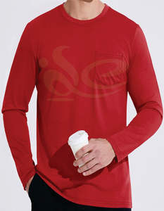 Logo personnalisé T-shirt à col rond pour hommes en coton épais coupe ajustée 100% coton respirant anti-rides manches longues Streetwear - Product Image 5