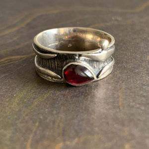 Designer Stainless Steel <b>Thumb</b> <b>Ring</b> with Garnet 4.9 Grams Gold Plated Trendy Cluster Fashion Bezel Setting Inlay Gift - Product Image 1