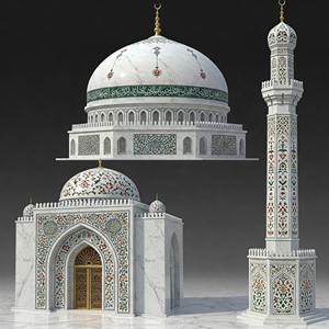 Intérieur de mosquée en marbre blanc, art islamique exquis sculpté à la main, design moderne, résistant aux intempéries, montage au plafond, entièrement personnalisable - Product Image 3