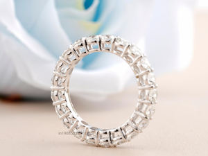 Mujeres Full Eternity Moissanite Diamond 14K oro blanco boda banda Vintage Art Deco diseño elegante regalo para esposa o novia - Product Image 5