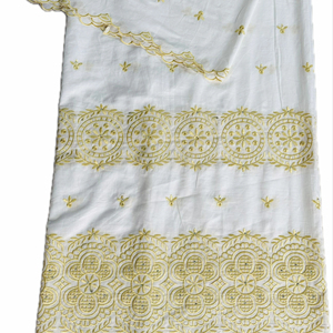 Tela de Encaje Bordado de Algodón 100% Ecológico de Lujo, Mezcla de Colores para Encaje Africano, Ropa Tradicional Femenina, 5 Yardas para Coser - Product Image 1