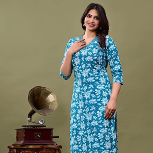 คอลเลกชัน Kurti พิมพ์ลายดอกไม้ผ้าเรยอนสำหรับผู้หญิงดีไซน์ใหม่ - Product Image 1