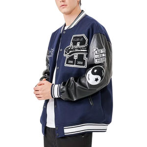 Veste universitaire personnalisée directement en usine veste Letterman de baseball veste en laine et en cuir manches broderie collège veste pour hommes - Product Image 4