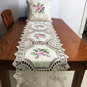 Runner da Tavola in Pizzo Lavorato a Maglia con Ricami, Federe e Cuscini <span class=keywords><strong>Vintage</strong></span> Europei Personalizzati - Product Image 3