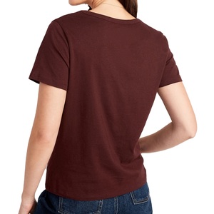 T-shirt de marque à manches courtes de bonne qualité, haut court en coton tricoté, T-shirts de fitness, OEM, fournisseur de t-shirts pour femmes à bas prix - Product Image 6