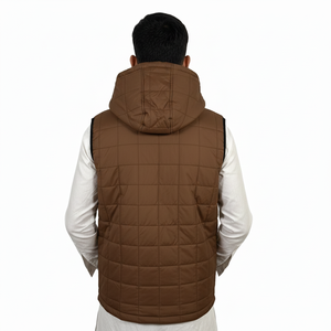 Gilet matelassé en duvet respirant de haute qualité, à manches courtes, tendance, pour l'hiver, avec capuche, gilet matelassé grande taille pour homme - Product Image 2