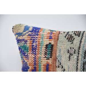 Multicolor Wool Patchwork Kantha 12x24 Inch Woven Decorative Pillow with Vintage Pattern - Product Image 2