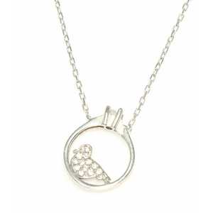 Collar Solitario de Plata de Ley 925 con Paloma, Piedra Blanca, Rodio, Motivo Animal Geométrico, Diamante, Opciones en Oro Blanco y Oro Rosa, de Moda - Product Image 2