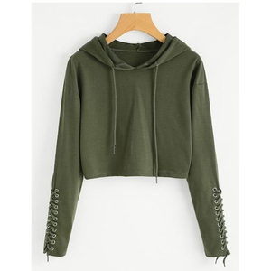 Sudadera informal con capucha de color sólido para mujer con mangas largas y ombligo descubierto, moderna y versátil, cómoda personalizada - Product Image 3