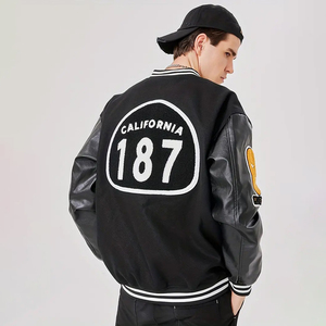 Vestes de lycéen personnalisées pour hommes, en tissu de laine d'hiver, col montant, séchage rapide, respirantes, lettres de récompense, style streetwear - Product Image 2