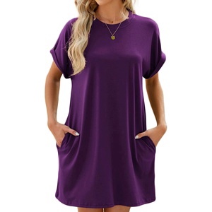 Personalizado de manga corta Casual hasta la rodilla señoras vestidos de carrera precio barato algodón suelto Oficina ropa de mujer - Product Image 5