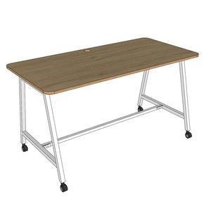 Bureau mobile au design minimaliste FOS 140x70cm en bois mélaminé avec pieds en fer, mobilier de bureau - Système FOS003 - Product Image 6