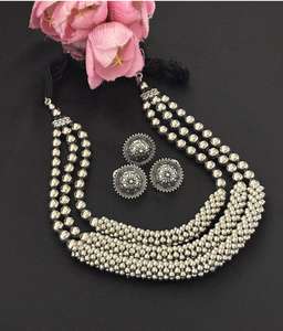 Conjunto de collar Navratri Premium con pendientes Conjunto de joyería oxidada tradicional india Ideal para festivales, ocasiones especiales - Product Image 2