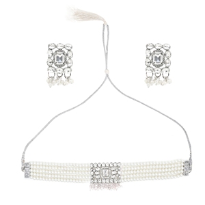 White Square Moti Pearl Necklace Elegant <b>Wedding</b> <b>Accessory</b> - Product Image 2