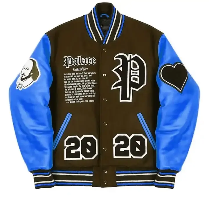 Jaqueta de beisebol masculina com mangas de couro e bordado de chenille para meninos, roupa de rua personalizada de cor de lã personalizada OEM 2024