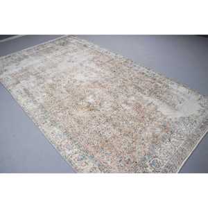 Alfombra Turca Vintage Grande de 5.7x9.9 pies, Alfombra con Borde Azul de Lana - Product Image 2