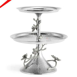 Nouveau support de gâteau de conception de feuille d'or d'acier inoxydable en métal d'aspect attrayant pour le restaurant et le bar d'hôtel - Product Image 2