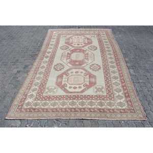 พรมตุรกีขนาด 7.3x11 ฟุต พรมวินเทจขนาดใหญ่ พรมลายอิคัตสีแดงเทา - Product Image 1