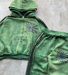 Elegante hermandad griega inspirada en verde Tie-Dye Track Suit Stripes Winter Casual Wear Fleece High Street Style para Ultimate - Product Image 3