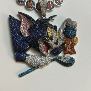 จี้รูปกระต่ายการ์ตูนประดับเพชรทรงกลม 3.30 กะรัต ชุบทองคำขาวสองสี พร้อมไมโครอินเซ็ต เหมาะสำหรับงานปาร์ตี้ - Product Image 3