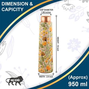 Capacité de bouteille d'eau martelée en cuivre massif fait à la main de haute qualité avec couvercle Style sport bas prix en gros - Product Image 2