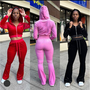Nouvelle arrivée épais sweats à capuche d'hiver ensemble survêtements en velours pour femmes survêtement en velours - Product Image 2
