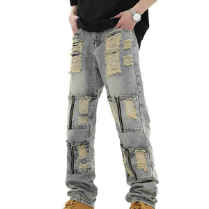 Vente chaude Denim Pantalon pour Hommes Grande Taille Style Décontracté Doux Confortable Tricoté Armure Personnalités À La Mode Denim Pantalon - Product Image 3