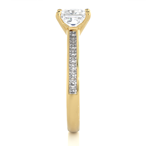 Anillo de compromiso solitario de diamante cultivado en laboratorio con canal redondo, oro amarillo de 10/14/18 quilates, media banda, joyería étnica súper fina - Product Image 5