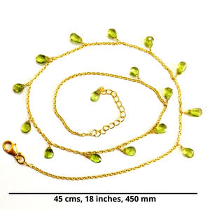 Everyday Wear 925 Sterling Silver Chapado en oro Moda Peridot Gemstone Ladies Wear Collar de cadena de eslabones - Product Image 4