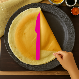 Beaux couteaux jetables en papier biodégradable rose vif de 155 mm, sans BPA, compatibles micro-ondes, vaisselle écologique, à emporter - Product Image 1