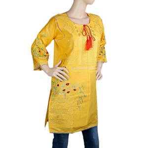 Kurti de Algodón Bordado para Mujer Chase Value - Talla M - Amarillo - Product Image 1