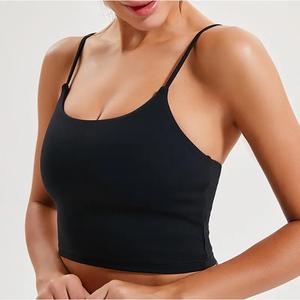 Camiseta sin mangas de algodón con logotipo personalizado para mujer 2024, camiseta sin tirantes acanalada de talla grande, corta, transpirable, verano, entrenamiento, correr, Fitness, informal - Product Image 5