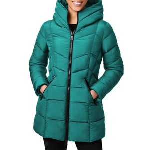 OEM <b>Women's</b> Long Sleeve Zip <b>Fly</b> Waterproof Knitted Quilted Puffer <b>Jacket</b> Cotton Canvas Breathable Winter Coat Hooded High Street - Product Image 1