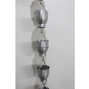 <b>Vintage</b> Style Metal Cup Rain Chain Grey Finished For Home And Garden Decor Hanging Rain Chain Gutter Downspout - Product Image 1