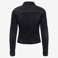 Veste en jean noire unie de haute qualité pour femme 2026, en tissu respirant, col rabattu, coupe ajustée
