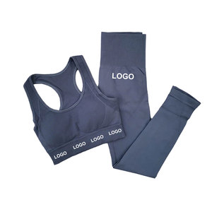 Ropa deportiva personalizada para mujer, conjuntos de Fitness de secado rápido, transpirable, conjunto de ropa activa para mujer, logotipo personalizado, conjunto de ropa de Yoga de Color liso para mujer - Product Image 3