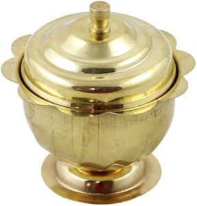 Juego Dibbi Sindoor de latón hecho a mano Mix Round Lakh Sindoor Box Kumkum Dibbi superventas Diseño de lujo Acabado dorado - Product Image 5