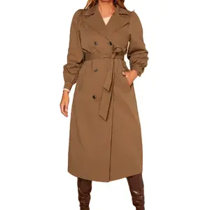 100% cashmere double sided handmade real fur collar coat women plus size wool unique trenchcoat