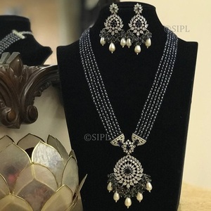 Graceful Stylish Premium Quality <b>Pearls</b> Look Four Layer <b>Necklace</b> <b>Set</b> With <b>Earrings</b> For Wedding Wear For Women <b>And</b> Girls - Product Image 4