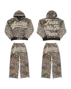 Chándal de algodón de gran tamaño personalizado con diamantes de imitación unisex lavado con ácido de calidad superior con logotipo personalizado serigrafiado - Product Image 5