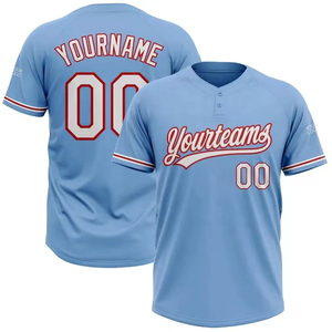 Maillot de baseball rétro personnalisé avec col en V, boutons, respirant, 100% polyester, broderie personnalisée, logo, nom et nom de l'équipe - Product Image 1