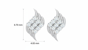 Pendientes de Botón con Motivo de Hoja Clásica en Oro de 14K y Diamantes |   Diamante de Corte Brillante de 0.09 Quilates - Product Image 2