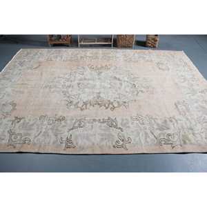 พรมตุรกีขนาดใหญ่พิเศษ 7.3x10.1 ฟุต (222x308 ซม.) พรมขนสัตว์เปอร์เซียสีเบจวินเทจ - Product Image 3