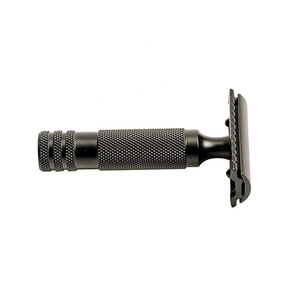 <b>Black</b> Matte Heavy Duty Short Handle Wet Shaving Safety Razors Custom logo Changeable Blade Stainless Steel Double <b>Edge</b> Razor - Product Image 2