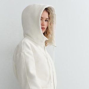 High Quality Cotton Terry <b>Women's</b> Zipper-Up Long Sleeve Hoodie with Lining New Trendy Crop <b>Top</b> Customizable <b>for</b> Autumn/Winter - Product Image 6